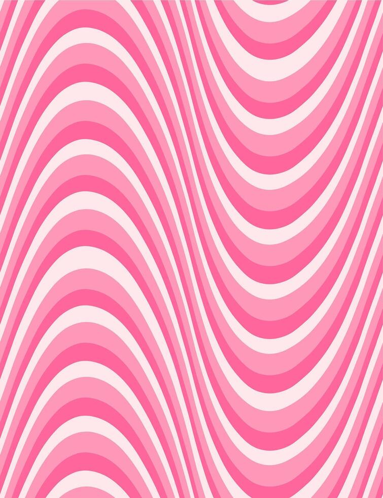 Seamless abstract wavy pattern in shades of pink, 70s retro aesthetics. Perfect for vintage designs, wallpapers, and textiles vector