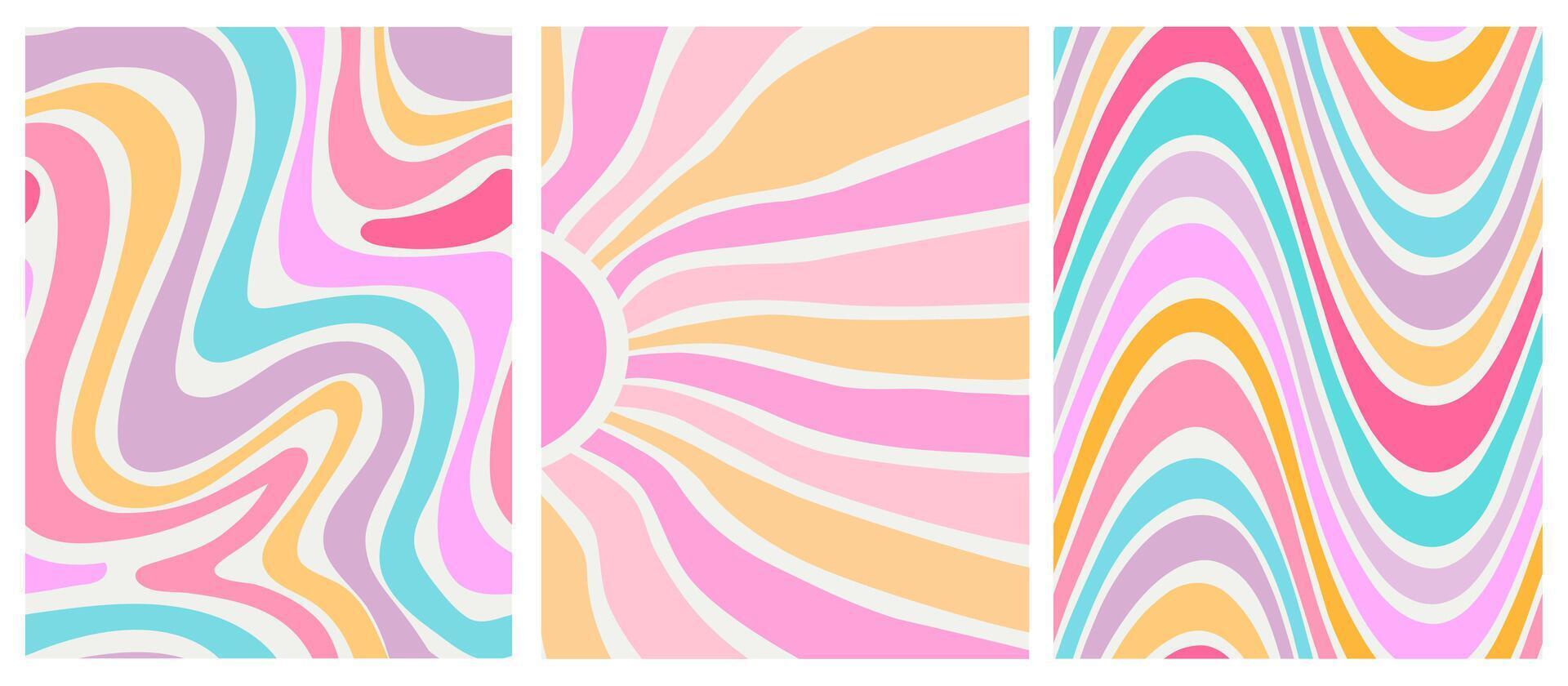 Three different colored abstract patterns vector