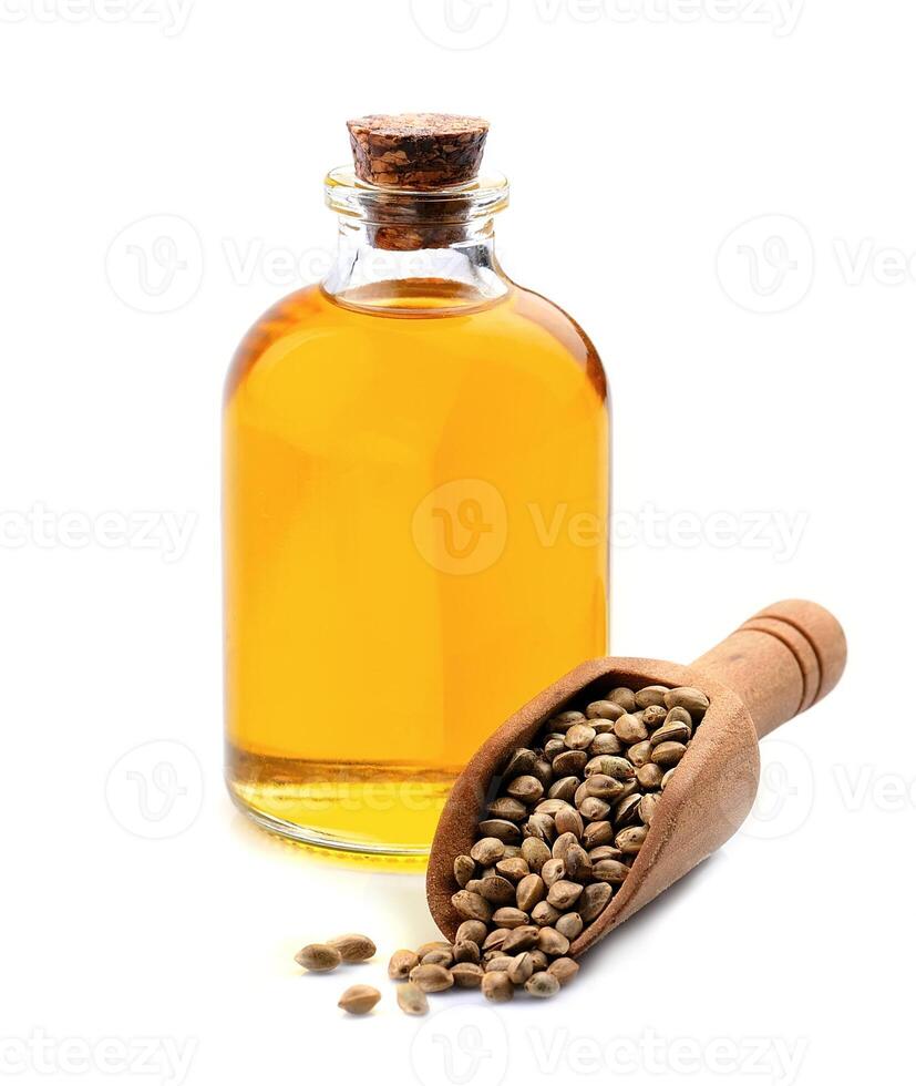 Hemp oil with hemp seed photo