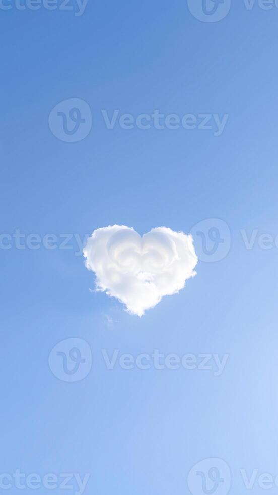 heart-shaped cloud in a clear blue sky photo