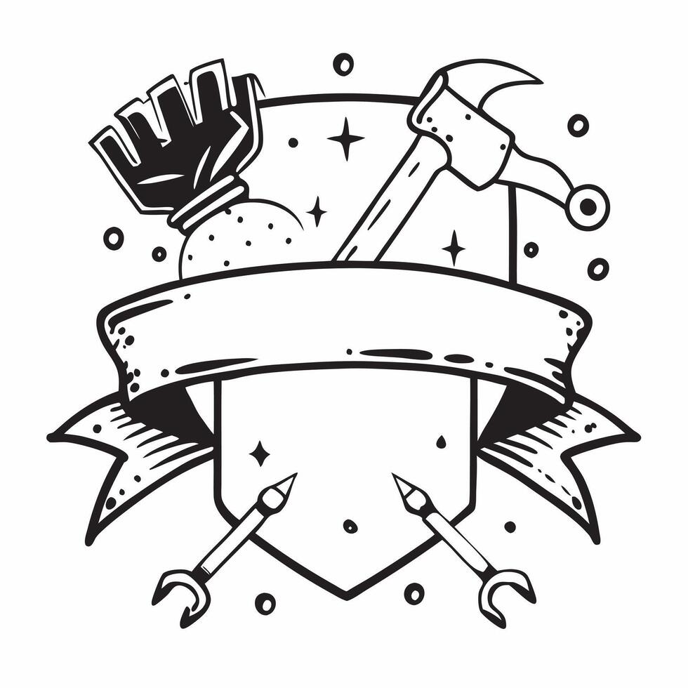 Work Gloves and Tools Border with Labor Day Honors Wording concept as A detailed border frame featuring work gloves and tools traditional symbols of labor and hard work The words Clean Set 2 vector