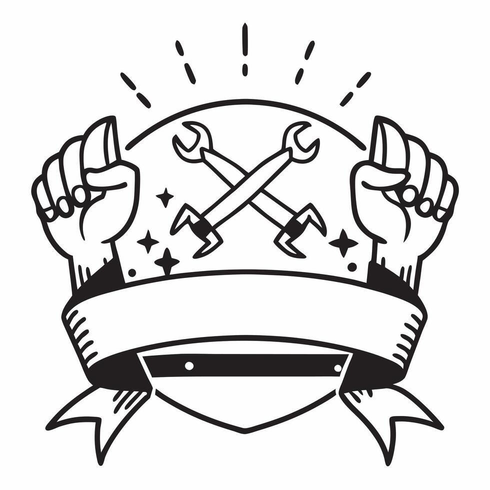 Work Gloves and Tools Border with Labor Day Honors Wording concept as A detailed border frame featuring work gloves and tools traditional symbols of labor and hard work The words Clean vector