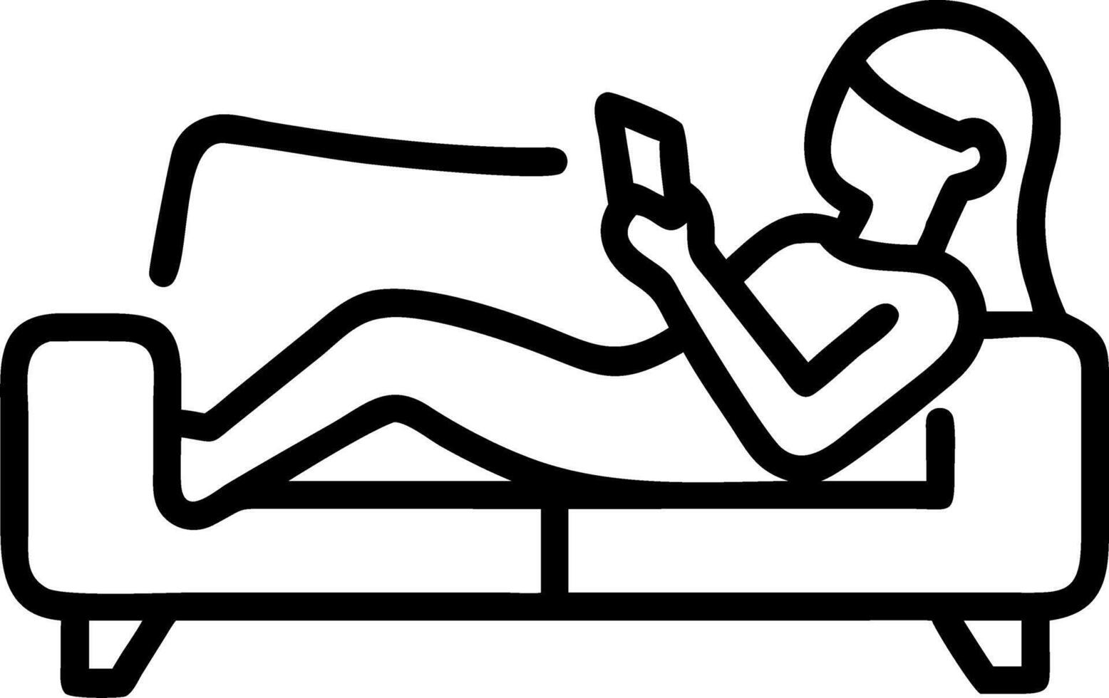 Woman using smartphone blank white screen sofa living room copy space concept as Woman lounges on sofa using smartphone with blank screen perfect for digital marketing mockups in Clean vector