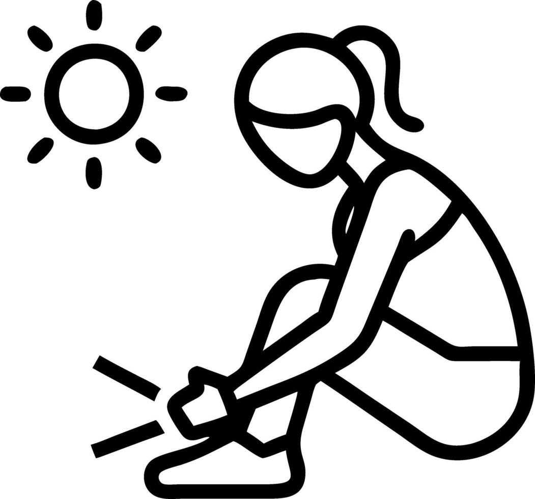 woman tying running shoes black floor background gym sunlight copy space concept as A woman ties her running shoes on a gym floor with sunlight streaming through symbolizing prepar Clean vector