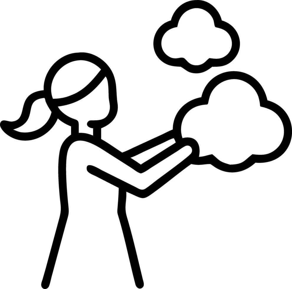 woman hand holding cotton wool cloud sky background imagination development copy space concept as A woman holds cotton resembling clouds against a sky background symbolizing imagin Clean vector