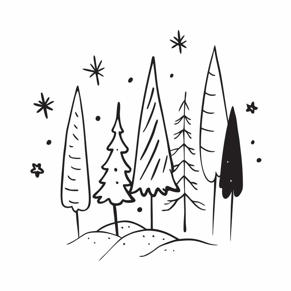 Winter trees seamless pattern with tall pine trees and light snow for a serene winter forest scene concept as Serene winter trees pattern with pine trees and light snow ideal for a Clean Set 5 vector