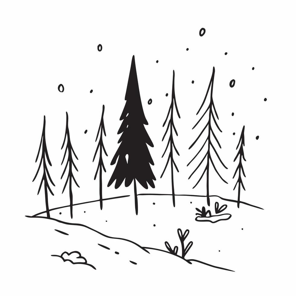 Winter trees seamless pattern with tall pine trees and light snow for a serene winter forest scene concept as Serene winter trees pattern with pine trees and light snow ideal for a Clean Set 4 vector