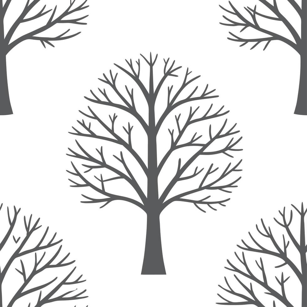 Winter trees seamless pattern with snow covered branches and icy textures for a peaceful cold season design concept as Serene winter trees pattern with snow covered branches and fr Clean Set 6 vector