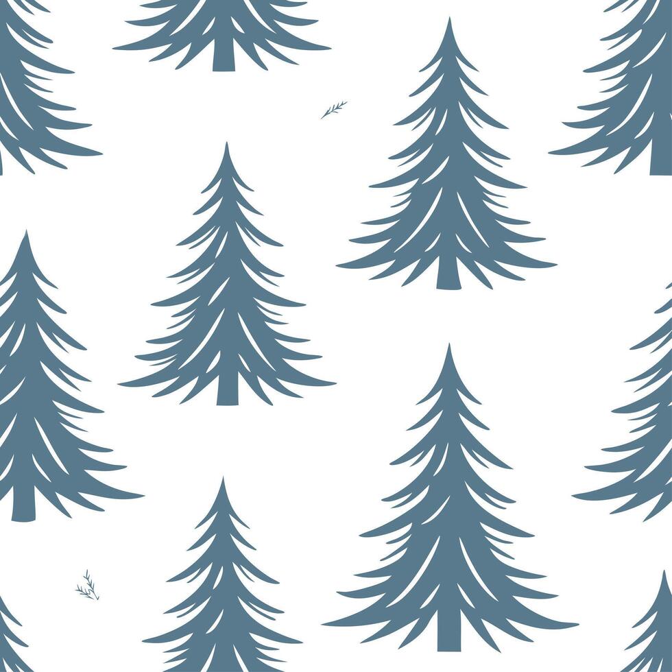Winter trees seamless pattern with frosted pine trees and light snowfall for a subtle cool seasonal design concept as Cool winter trees pattern with frosted pine trees and light sn Clean Set 6 vector