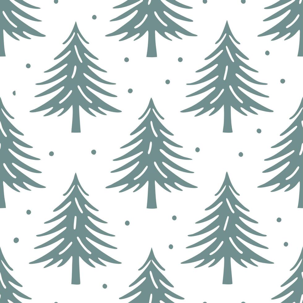 Winter trees seamless pattern with frosted pine trees and light snowfall for a subtle cool seasonal design concept as Cool winter trees pattern with frosted pine trees and light sn Clean Set 2 vector
