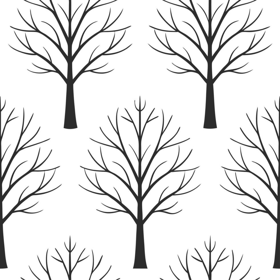 Winter trees seamless pattern with bare branches light frost and delicate snowflakes for a minimal winter design concept as Minimalist winter trees pattern with bare branches light Clean Set 2 vector
