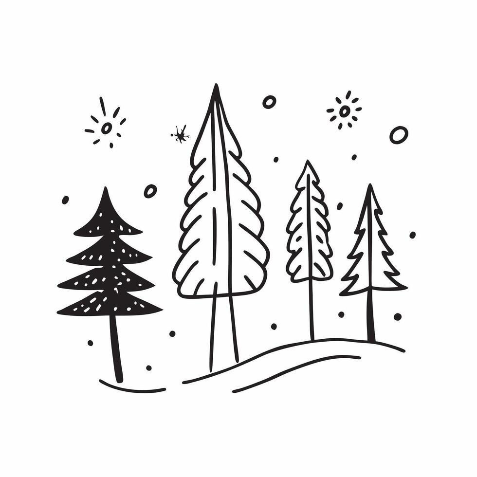 Winter trees seamless pattern with evergreen trees snowy branches and icy textures for a festive winter design concept as Festive winter trees pattern with evergreen trees snowy br Clean vector