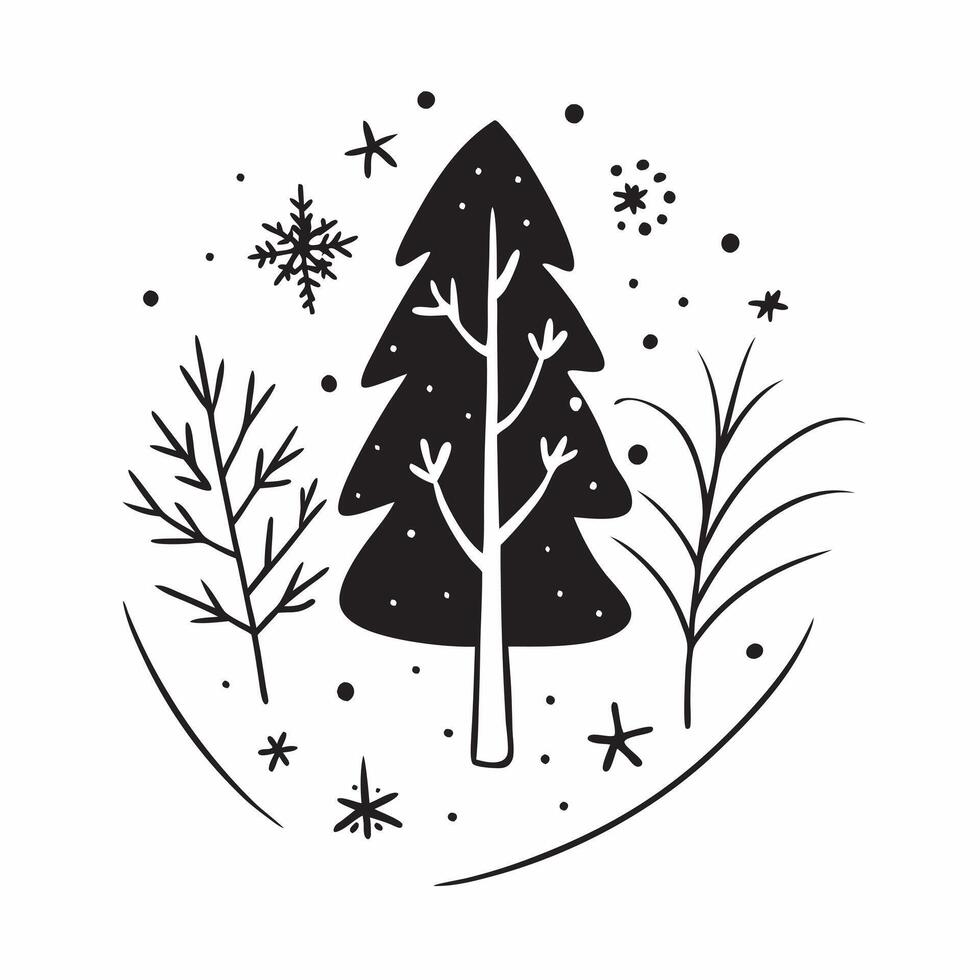 Winter snow seamless pattern with snow covered trees frosty branches and sparkling snowflakes for a magical winter look concept as Magical winter snow pattern with snow covered tre Clean Set 4 vector