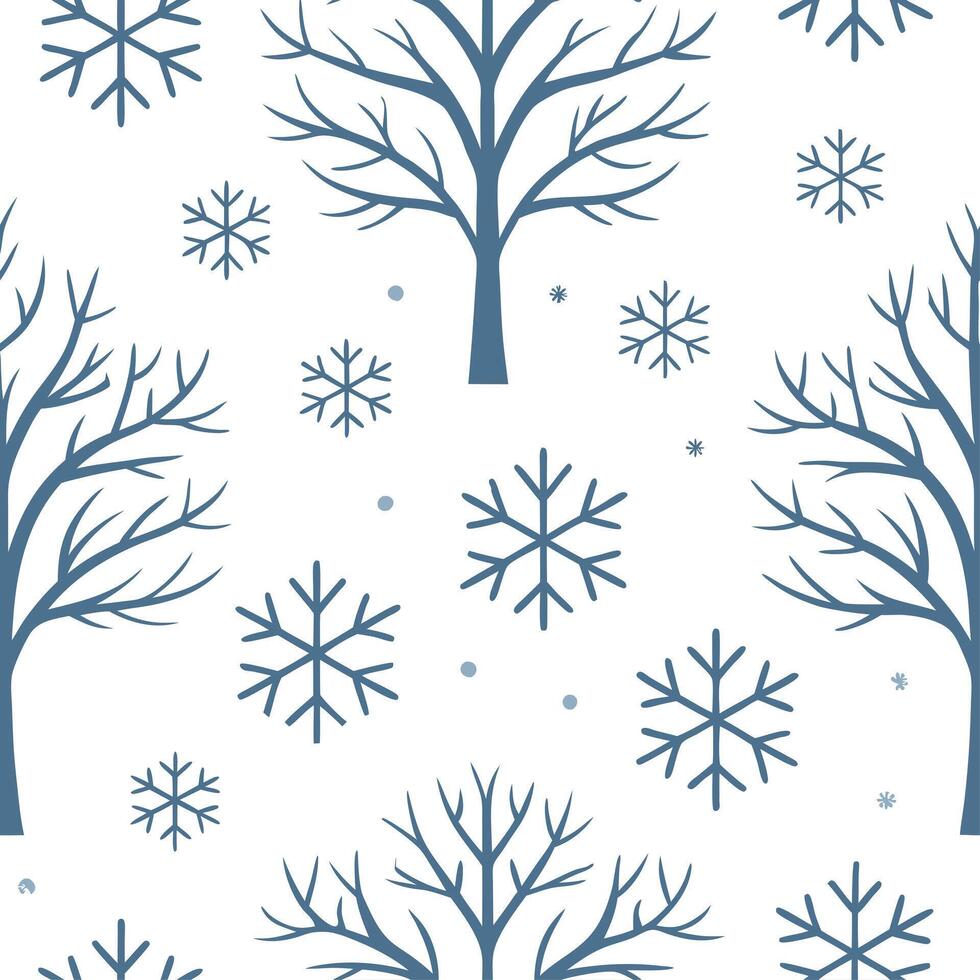 Winter snow seamless pattern with snow covered trees frosty branches and sparkling snowflakes for a magical winter look concept as Magical winter snow pattern with snow covered tre Clean Set 5 vector