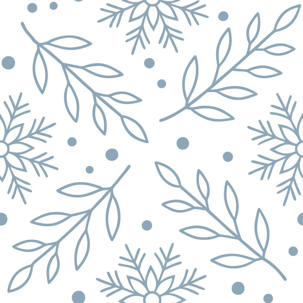 Winter snow seamless pattern with ice crystals frosty branches and winter flowers for a delicate frosty atmosphere concept as Delicate winter snow pattern with ice crystals frosty Clean Set 2 vector