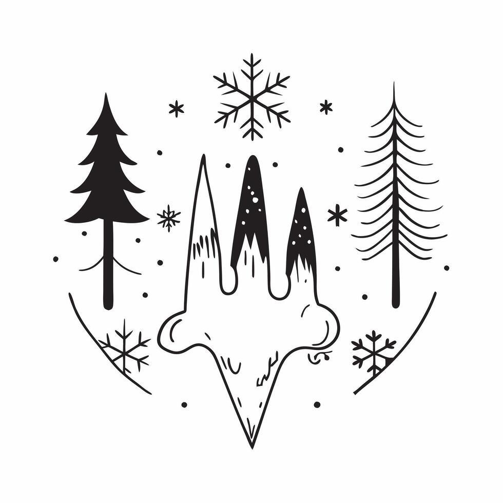 Winter seamless pattern with evergreen trees snowflakes and frosty textures for a traditional winter look concept as Traditional winter pattern with evergreen trees snowflakes and Clean vector