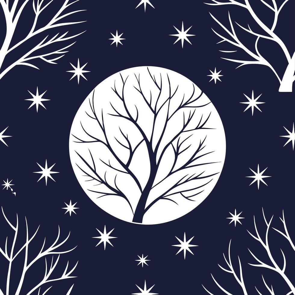Winter nights seamless pattern with moonlit snow starry skies and icy textures for a cool magical winter night design concept as Cool winter night pattern with moonlit snow starry Clean Set 2 vector