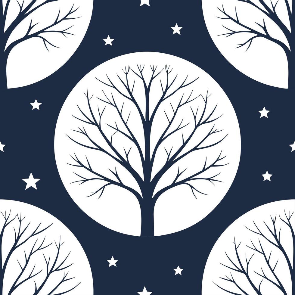Winter nights seamless pattern with glowing stars icy lakes and frosty branches for a cool winter night atmosphere concept as Cool winter night pattern with glowing stars icy lakes Clean Set 4 vector