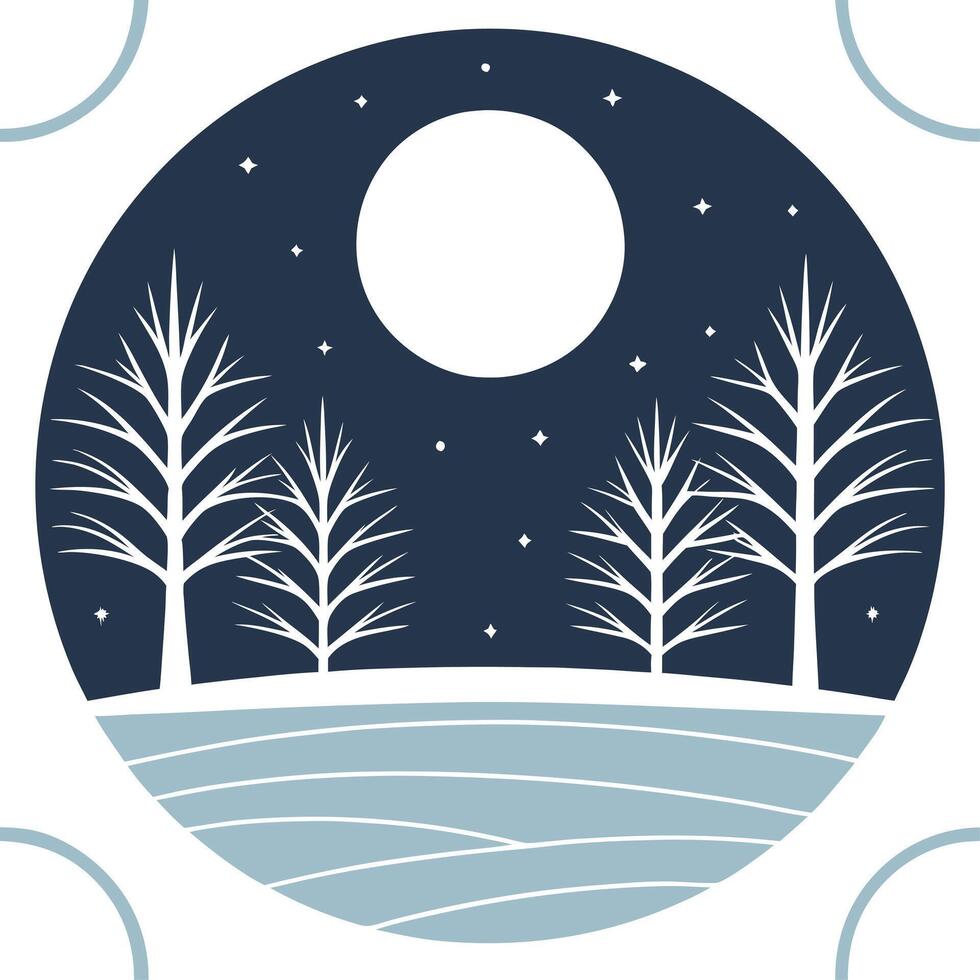 Winter nights seamless pattern with glowing stars icy lakes and frosty branches for a cool winter night atmosphere concept as Cool winter night pattern with glowing stars icy lakes Clean Set 2 vector