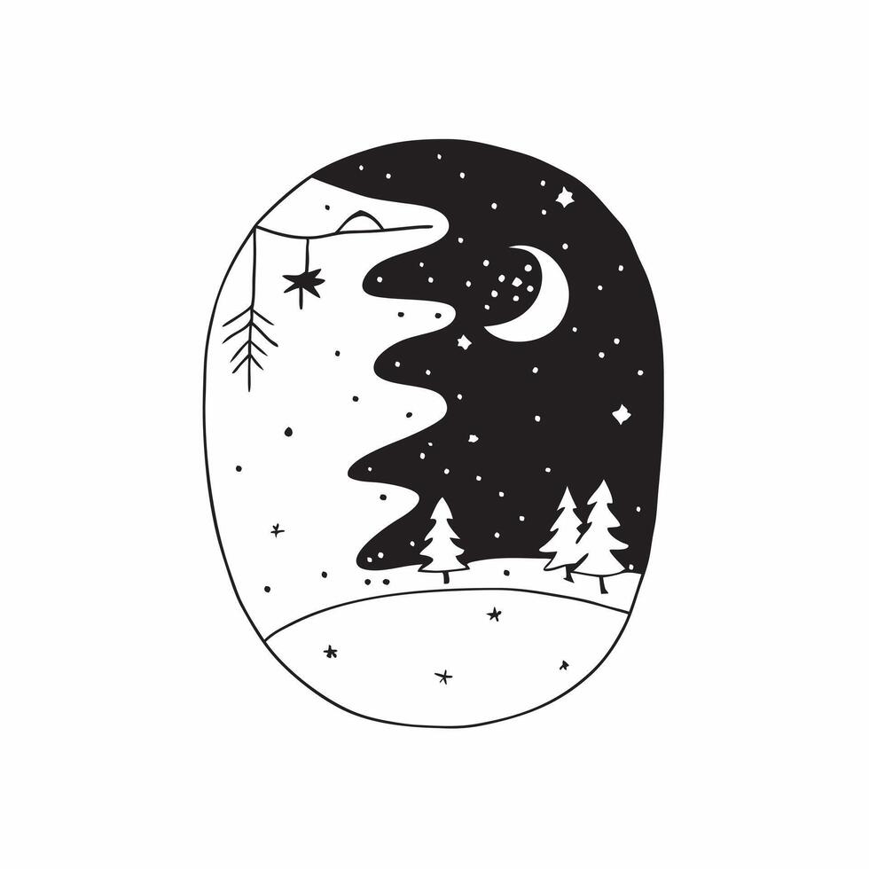 Winter nights seamless pattern with clear starry skies snow covered trees and soft moonlight for a peaceful winter night concept as Peaceful winter night pattern with clear starry Clean vector