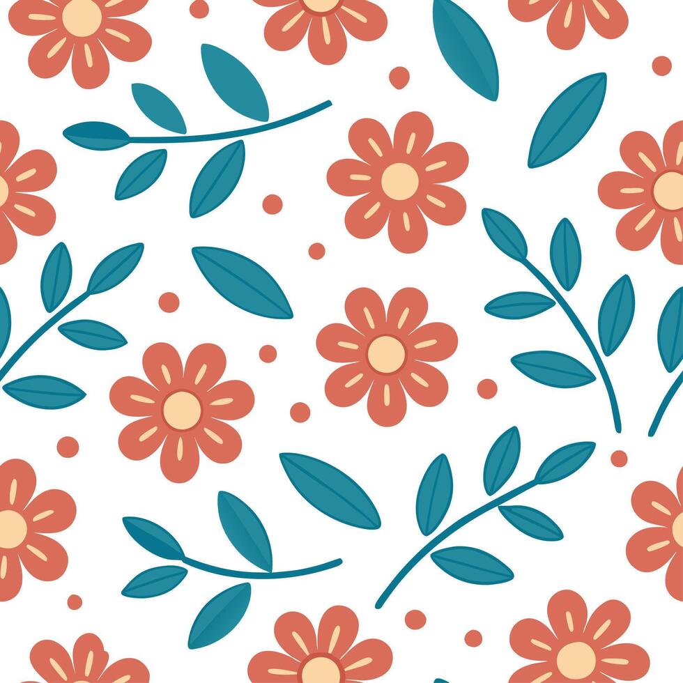 Whimsical summer flowers seamless pattern with playful shapes and bright colors for fun imaginative summer designs concept as Playful summer flower pattern with whimsical shapes an Clean Set 2 vector