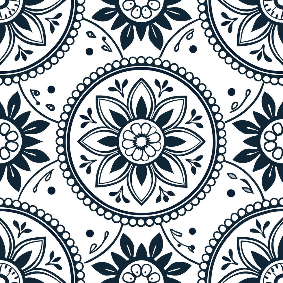 Vintage medallion seamless tile pattern ornate details isolated white background perfect for classic home decor concept as Creating seamless tile pattern featuring vintage medallio Clean Set 14 vector