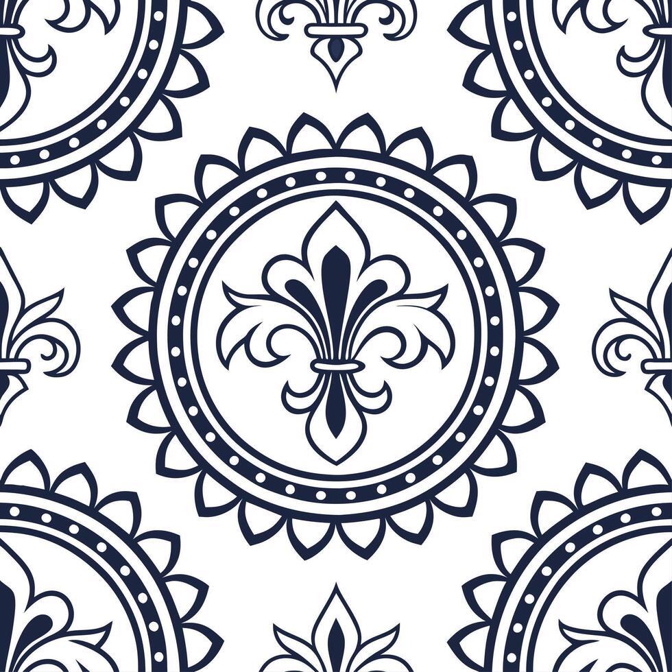 Vintage medallion seamless tile pattern ornate details isolated white background perfect for classic home decor concept as Creating seamless tile pattern featuring vintage medallio Clean Set 15 vector