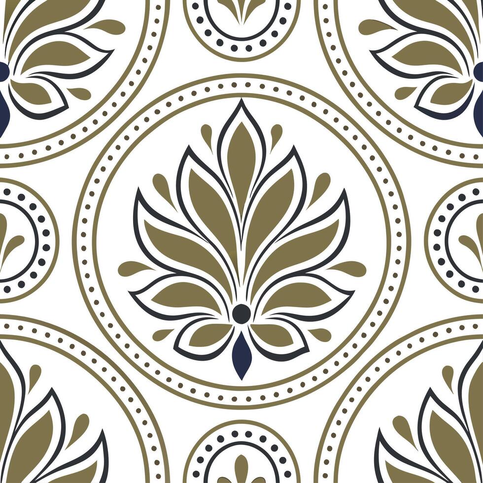Vintage medallion seamless tile pattern ornate details isolated white background perfect for classic home decor concept as Creating seamless tile pattern featuring vintage medallio Clean Set 12 vector