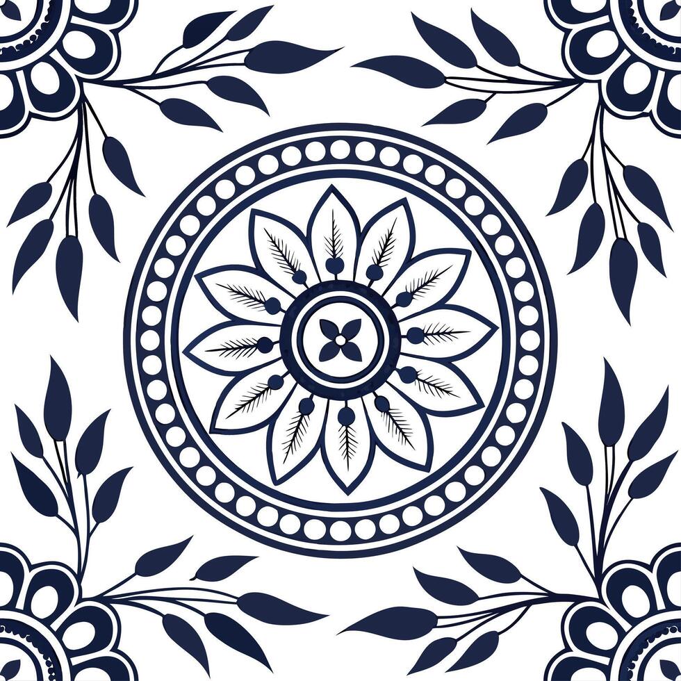 Vintage medallion seamless tile pattern ornate details isolated white background perfect for classic home decor concept as Creating seamless tile pattern featuring vintage medallio Clean Set 7 vector