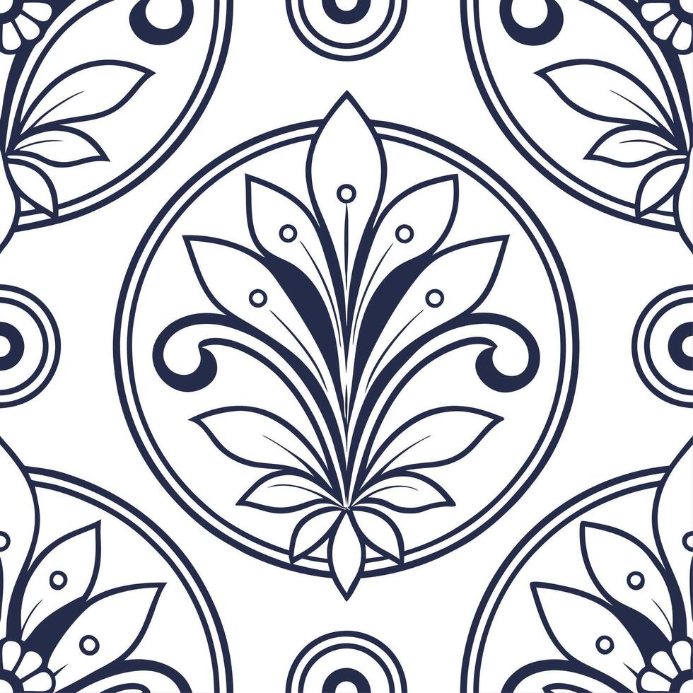 Vintage medallion seamless tile pattern ornate details isolated white background perfect for classic home decor concept as Creating seamless tile pattern featuring vintage medallio Clean vector