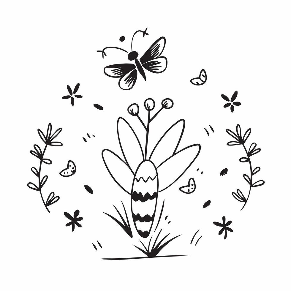 Vibrant spring nature seamless pattern with blooming flowers and fluttering butterflies for lively outdoor scenes concept as Lively spring pattern with blooming flowers and butterf Clean vector