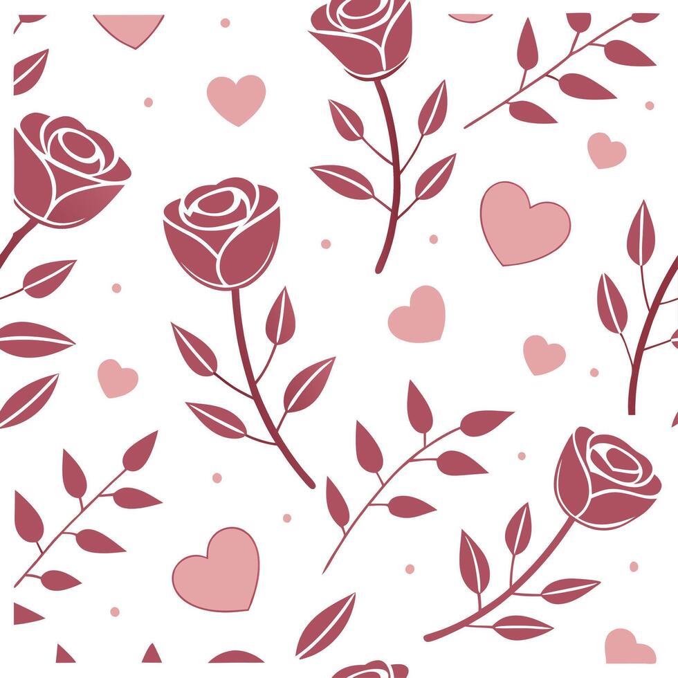 Valentines Day romantic seamless tile pattern with hearts roses love letters and delicate pink hues concept as Romantic Valentines Day motifs with hearts roses and love letters cre Clean vector