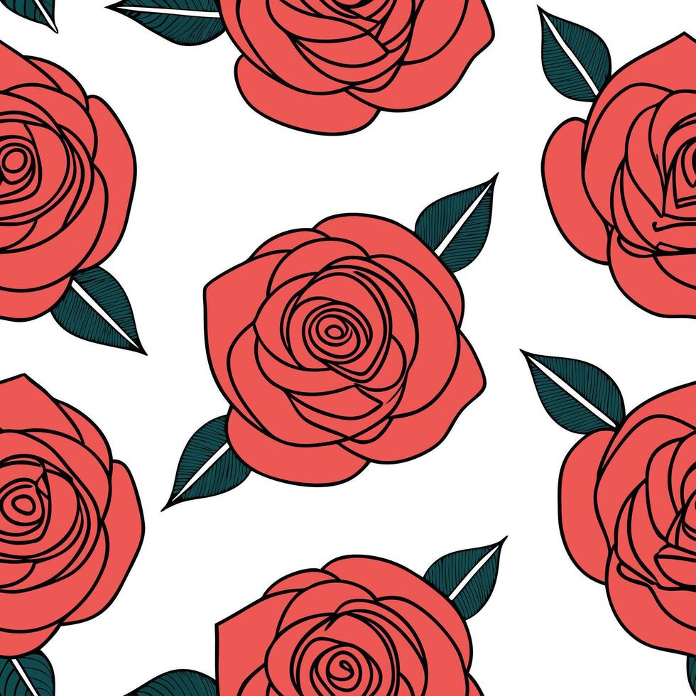 Valentine roses seamless tile pattern with blooming flowers and rich red tones for elegant love themed decor concept as Blooming roses and rich red tones arranged seamlessly for el Clean Set 3 vector