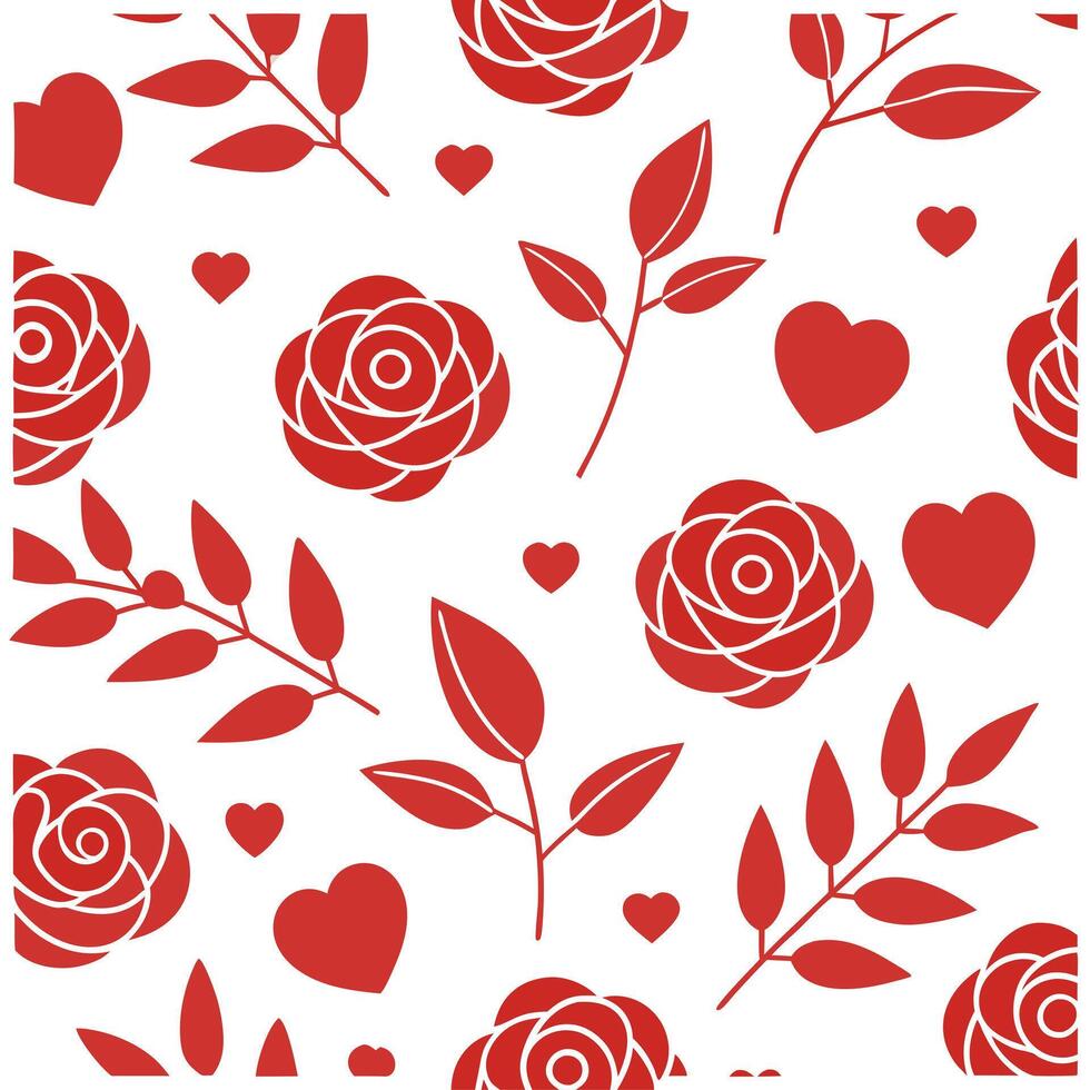 Valentine hearts and roses seamless tile pattern with romantic blooms and soft pink hues for elegant decor concept as Romantic rose blooms and soft pink hearts arranged seamlessly Clean Set 2 vector