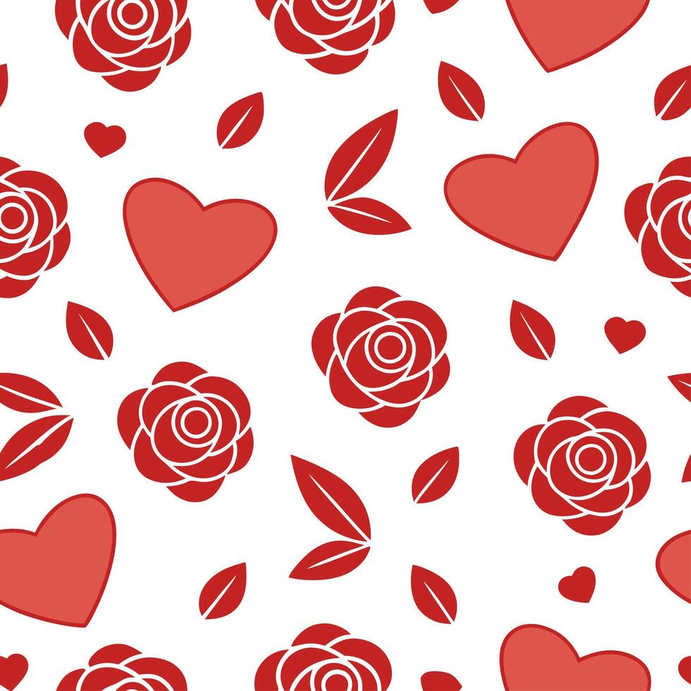 Valentine hearts and roses seamless tile pattern with romantic blooms and soft pink hues for elegant decor concept as Romantic rose blooms and soft pink hearts arranged seamlessly Clean Set 4 vector