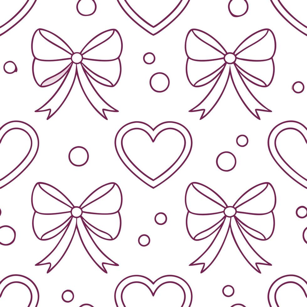 Valentine hearts and ribbons seamless tile pattern with decorative bows and love motifs for elegant decor concept as Decorative bows and love hearts arranged seamlessly with ribbon Clean Set 3 vector