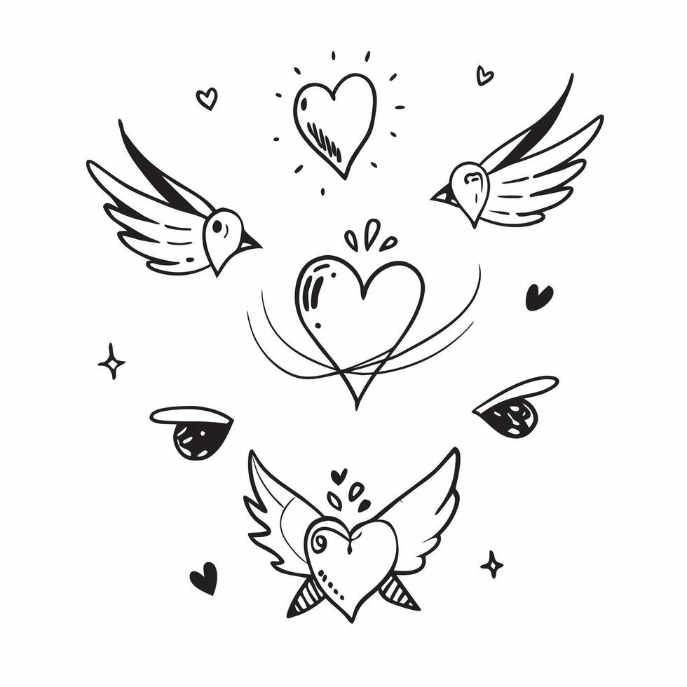 Valentine hearts and lovebirds seamless tile pattern with romantic elements and soft pink tones for charming decor concept as Romantic lovebirds and soft pink hearts arranged seaml Clean Set 5 vector