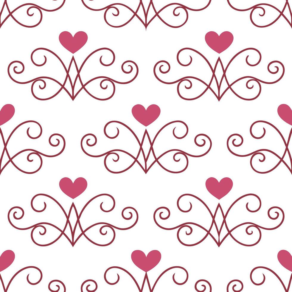 Valentine hearts and flowers seamless tile pattern with blooming blooms and vibrant reds for romantic decor concept as Blooming flowers and vibrant red hearts arranged seamlessly f Clean Set 3 vector