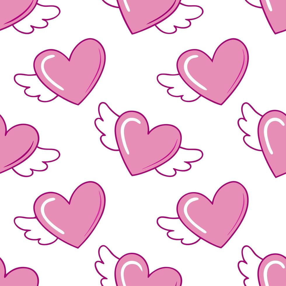 Valentine hearts and cupids seamless tile pattern with playful elements and bright pink tones for cheerful decor concept as Playful hearts and cupids with bright pink tones arrange Clean Set 15 vector