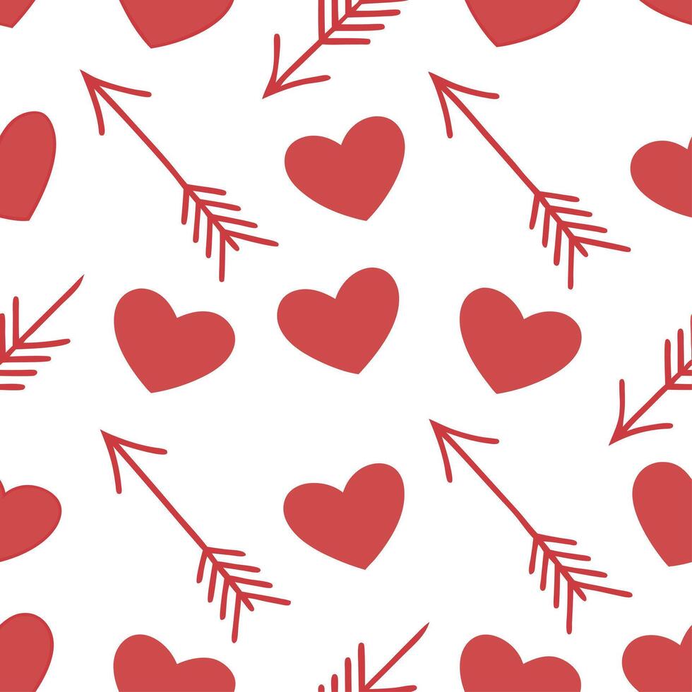 Valentine hearts and arrows seamless tile pattern with vibrant reds and elegant designs for romantic decor concept as Vibrant red hearts and elegant arrows arranged seamlessly for Clean Set 3 vector