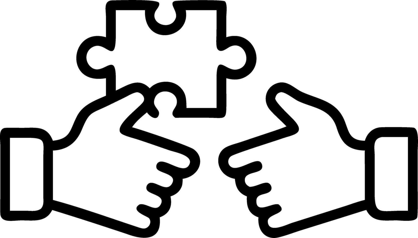 Two hands holding jigsaw pieces symbolize teamwork and building successful collaboration for organizational goals concept as Highlights the importance of unity collaboration and s Clean vector