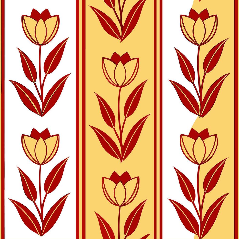 Turkish vibrant kilim patterns and tulips seamless tile pattern with rich reds and vibrant yellows for cultural decor concept as Rich red and vibrant yellow kilim patterns with tul Clean Set 2 vector