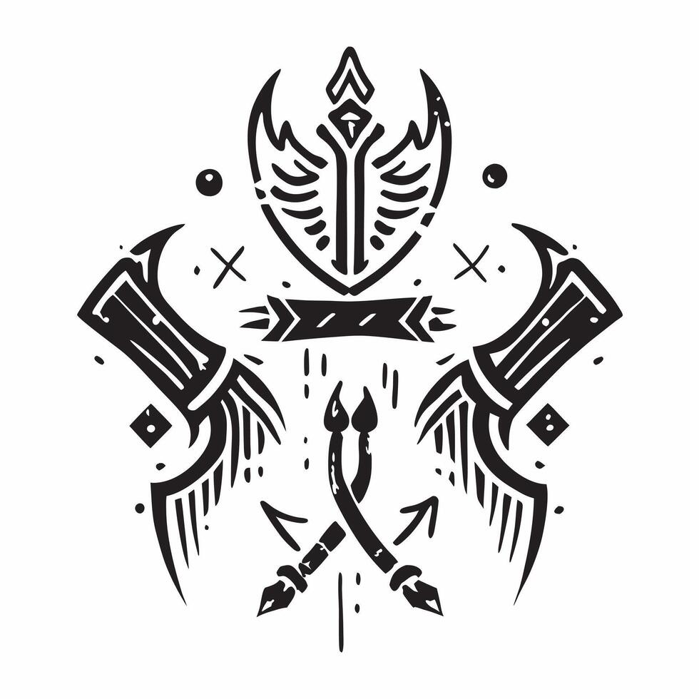 Tribal patterns seamless design with ancient symbols and distressed textures for a rugged time honored look concept as Rugged tribal patterns with ancient symbols and distressed te Clean vector