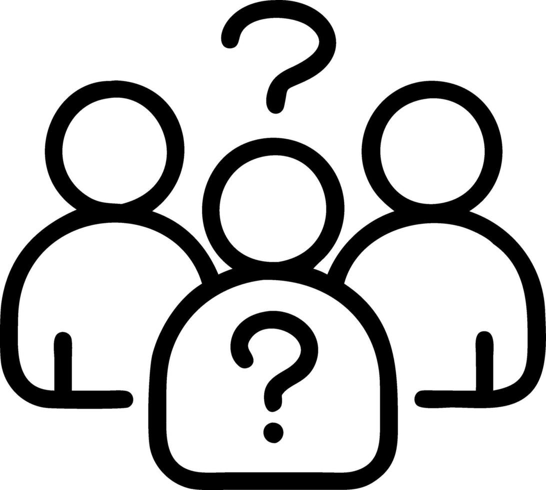 Three people question mark icon blue background copy space concept as Three individuals with a question mark icon on a blue background symbolize curiosity problem solving and decis Clean vector