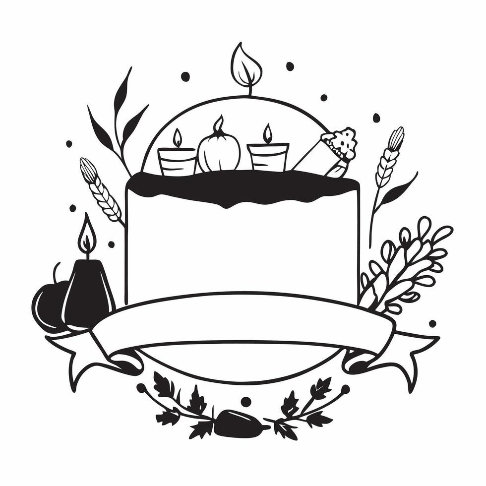 Thanksgiving Table Border with Cranberries and Thankful Blessed Wording concept as An intricately designed border frame featuring a Thanksgiving table setting with cranberries le Clean Set 2 vector