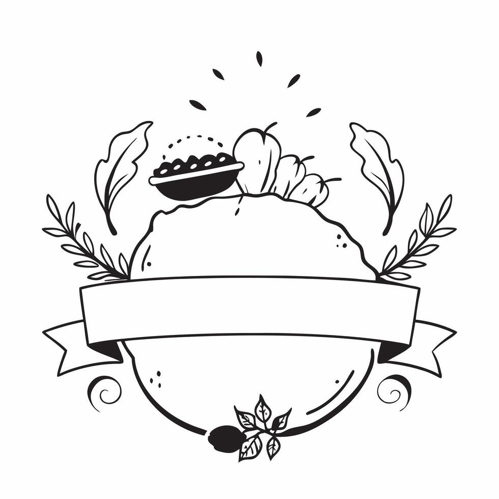 Thanksgiving Table Border with Cranberries and Thankful Blessed Wording concept as An intricately designed border frame featuring a Thanksgiving table setting with cranberries le Clean vector