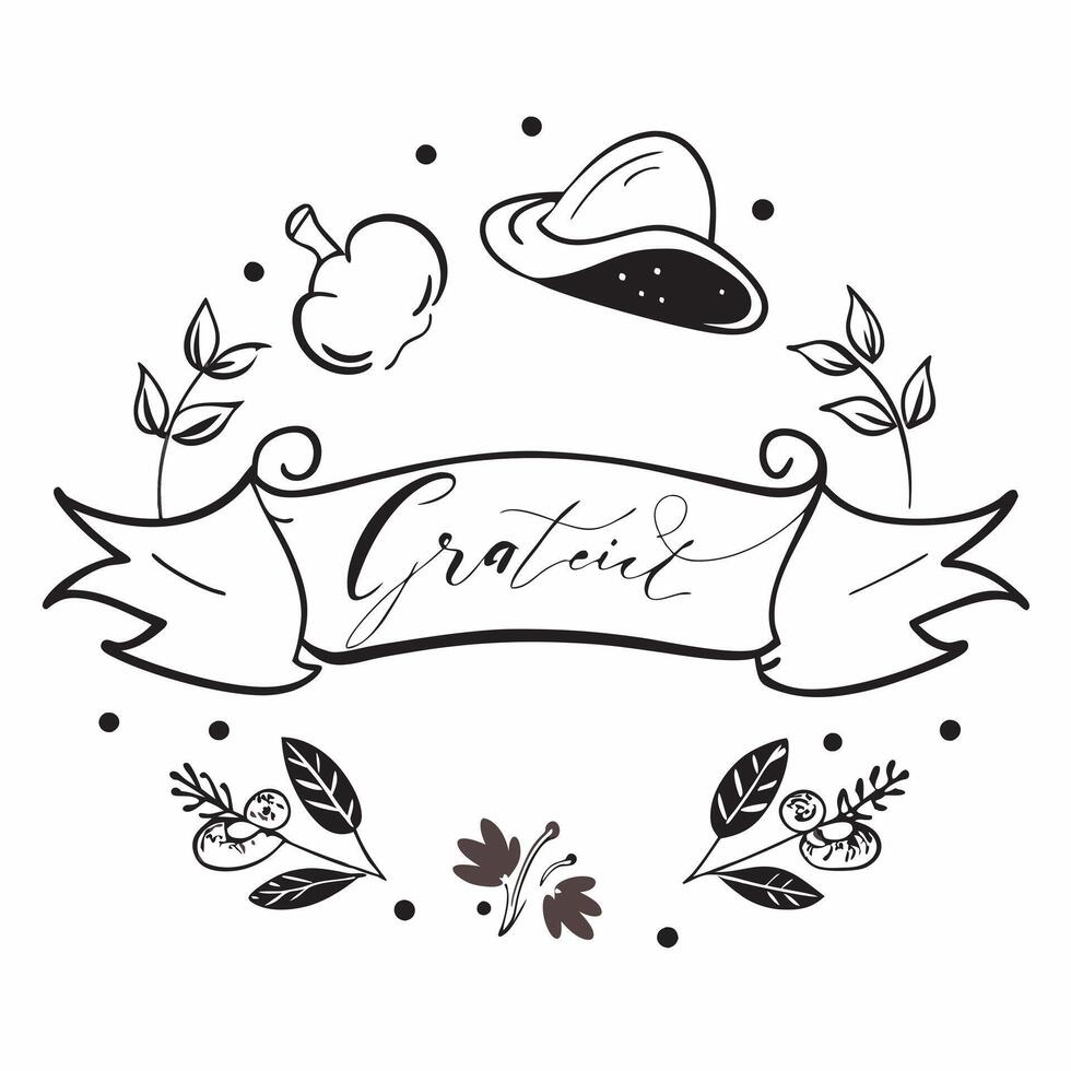 Thanksgiving Feast Border with Pilgrim Hats and Gratitude Wording concept as A festive border frame featuring traditional Thanksgiving feast elements including pilgrim hats pumpkin Clean vector