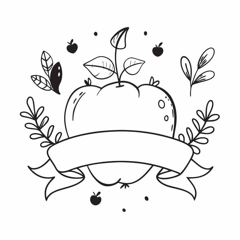 Thanksgiving Cornucopia Border with Apples and Harvest Blessings Wording concept as A beautifully illustrated border frame featuring apples pumpkins and autumn leaves symbolizing a Clean Set 4 vector