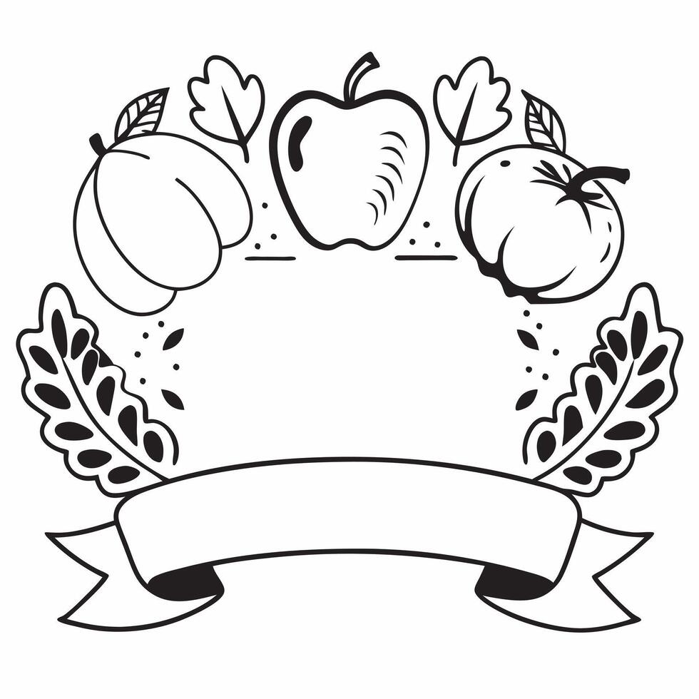 Thanksgiving Cornucopia Border with Apples and Harvest Blessings Wording concept as A beautifully illustrated border frame featuring apples pumpkins and autumn leaves symbolizing a Clean Set 3 vector