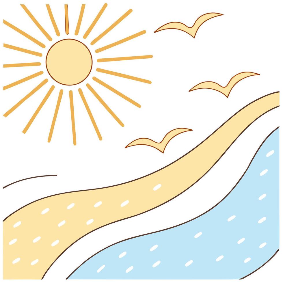 Sunny beach seamless tile pattern with soft sand gentle waves and bright sun rays concept as Soft sand gentle waves and sun rays create a sunny beach seamless tile pattern evoking Clean vector